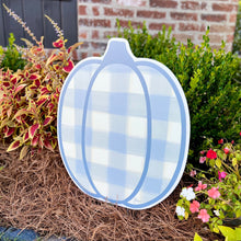 Load image into Gallery viewer, Denim Gingham Pumpkin Garden Stake