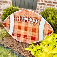 Load image into Gallery viewer, Customizable Brown Gingham Football Garden Stake