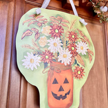 Load image into Gallery viewer, Vintage Pumpkin Mason Jar Bouquet Door Hanger