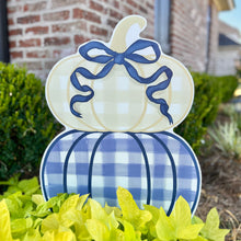 Load image into Gallery viewer, Navy Stacked Pumpkin Duo Garden Stake