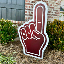 Load image into Gallery viewer, Customizable Deep Maroon (A&M) Foam Finger Garden Stake