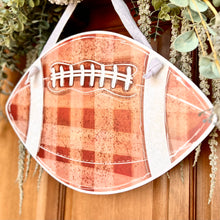 Load image into Gallery viewer, Brown Gingham Football Door Hanger