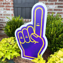 Load image into Gallery viewer, Customizable Purple and Yellow Foam Finger Garden Stake