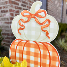 Load image into Gallery viewer, Orange Stacked Pumpkin Duo Garden Stake