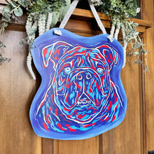 Load image into Gallery viewer, Red and Blue Bulldog Door Hanger