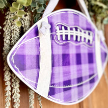 Load image into Gallery viewer, Purple Gingham Football Door Hanger