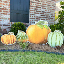 Load image into Gallery viewer, Round Ivory Heirloom Pumpkin Garden Stake