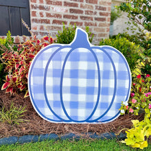 Load image into Gallery viewer, Navy Gingham Pumpkin Garden Stake