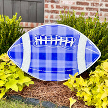 Load image into Gallery viewer, Customizable Blue Gingham Football Garden Stake