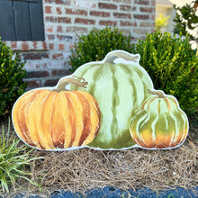 Load image into Gallery viewer, Heirloom Pumpkin Trio Garden Stake