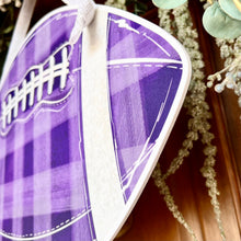 Load image into Gallery viewer, Purple Gingham Football Door Hanger