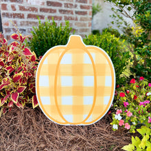 Load image into Gallery viewer, Light Orange Gingham Pumpkin Garden Stake