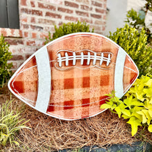 Load image into Gallery viewer, Customizable Brown Gingham Football Garden Stake