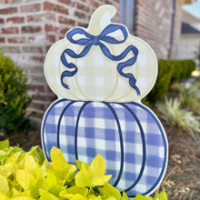 Load image into Gallery viewer, Navy Stacked Pumpkin Duo Garden Stake