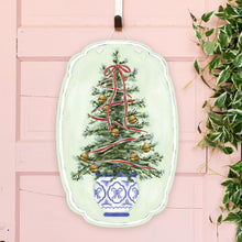 Load image into Gallery viewer, Christmas Tree in Blue Chinoiserie Planter Door Hanger