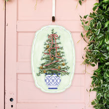 Load image into Gallery viewer, Christmas Tree in Blue Chinoiserie Planter Door Hanger