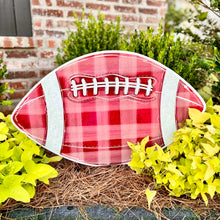 Load image into Gallery viewer, Customizable Maroon Gingham Football Garden Stake
