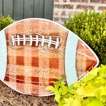 Load image into Gallery viewer, Customizable Brown Gingham Football Garden Stake