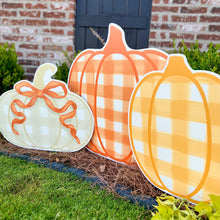 Load image into Gallery viewer, Orange Gingham Pumpkin Garden Stake