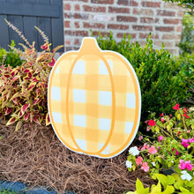 Load image into Gallery viewer, Light Orange Gingham Pumpkin Garden Stake