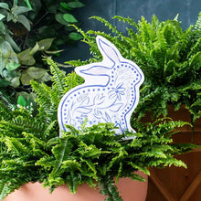 Load image into Gallery viewer, Mini Blue Chinoiserie Bunny Yard Art