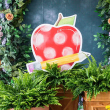 Load image into Gallery viewer, Large Apple and Pencil Yard Art