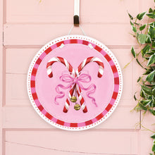 Load image into Gallery viewer, Crossed Red Candy Canes with Pink Bow Door Hanger