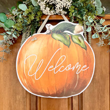Load image into Gallery viewer, Welcome Watercolor Pumpkin Door Hanger