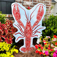 Load image into Gallery viewer, Red Chinoiserie Crawfish Garden Stake