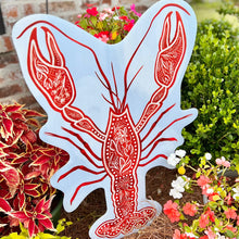 Load image into Gallery viewer, Red Chinoiserie Crawfish Garden Stake
