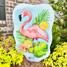 Load image into Gallery viewer, Floral Flamingo Garden Stake