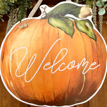 Load image into Gallery viewer, Welcome Watercolor Pumpkin Door Hanger