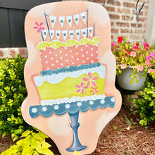Load image into Gallery viewer, Pink Floral Birthday Cake Garden Stake