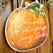 Load image into Gallery viewer, Giving Thanks Watercolor Pumpkin Door Hanger