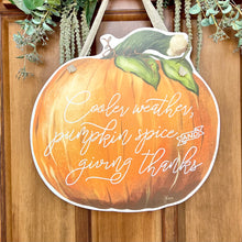 Load image into Gallery viewer, Giving Thanks Watercolor Pumpkin Door Hanger