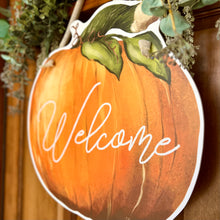 Load image into Gallery viewer, Welcome Watercolor Pumpkin Door Hanger