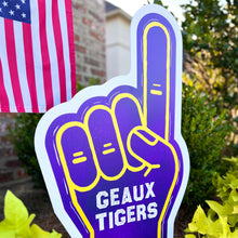 Load image into Gallery viewer, Geaux Tigers Foam Finger Garden Stake