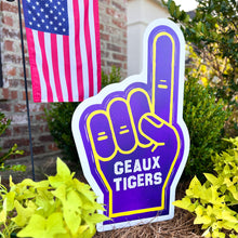 Load image into Gallery viewer, Geaux Tigers Foam Finger Garden Stake