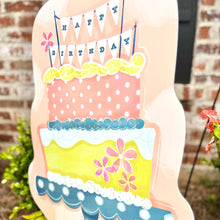 Load image into Gallery viewer, Pink Floral Birthday Cake Garden Stake