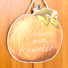 Load image into Gallery viewer, Customizable Watercolor Pumpkin Door Hanger
