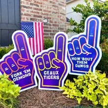 Load image into Gallery viewer, Geaux Tigers Foam Finger Garden Stake
