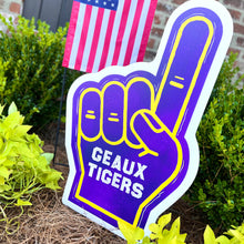 Load image into Gallery viewer, Geaux Tigers Foam Finger Garden Stake