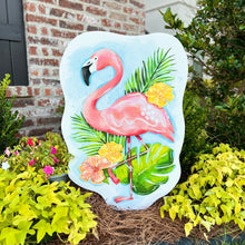Load image into Gallery viewer, Floral Flamingo Garden Stake