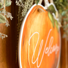 Load image into Gallery viewer, Welcome Watercolor Pumpkin Door Hanger