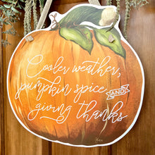 Load image into Gallery viewer, Giving Thanks Watercolor Pumpkin Door Hanger