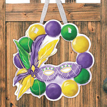 Load image into Gallery viewer, Painted Mardi Gras Mask Wreath