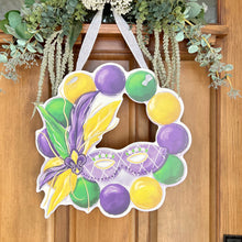 Load image into Gallery viewer, Painted Left-Feather Mardi Gras Mask Wreath