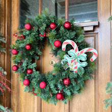 Load image into Gallery viewer, Mini Red Crossed Candy Canes with Green Bow Garden Stake