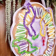 Load image into Gallery viewer, Mardi Gras King Cake with Beads Door Hanger