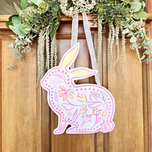 Load image into Gallery viewer, Pink Chinoiserie Bunny Door Hanger
